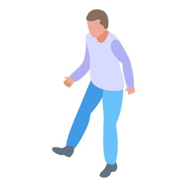 Çocuk futbol ikonu oynuyor, izometrik tarzda.