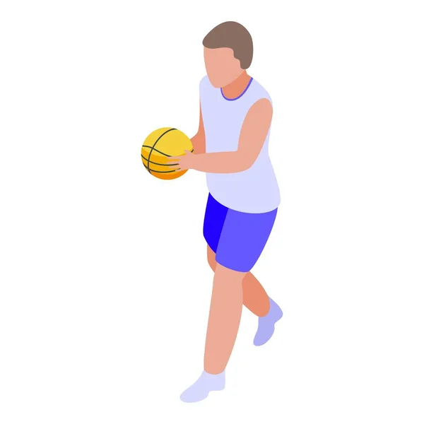 Icône du joueur de basket-ball scolaire, style isométrique — Image vectorielle