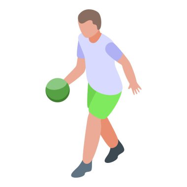Bowling ikonu oynarken rahatla, izometrik stil