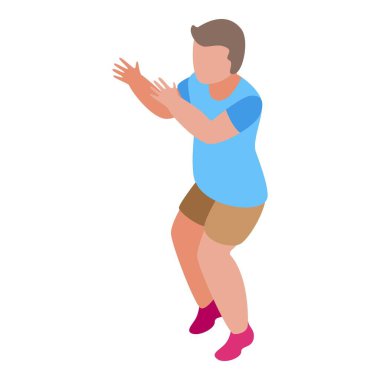 Zıplayan voleybol oyuncusu simgesi, izometrik biçim