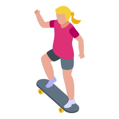 Kız kaykay ikonu, izometrik stil