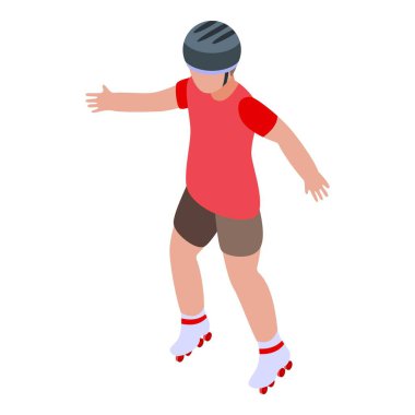 Çocuk paten kayma simgesi, izometrik biçim