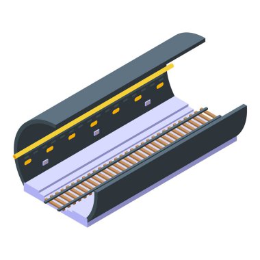 Demiryolu tüneli bölüm simgesi, izometrik biçim