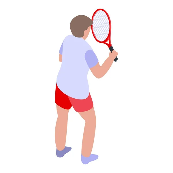 Kid tennis player icon, isometric style — Stock Vector