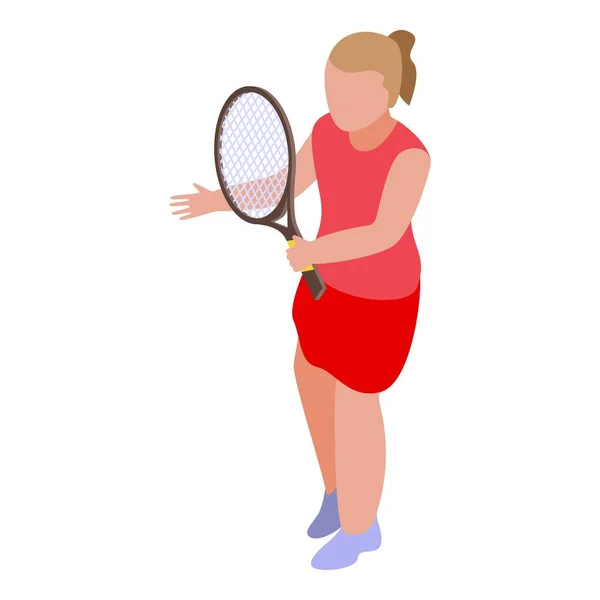 Chica jugador de tenis icono, estilo isométrico — Archivo Imágenes Vectoriales