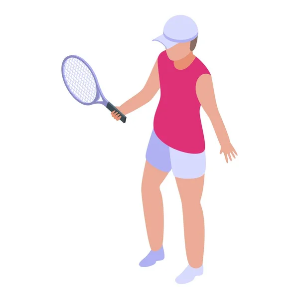 Niño jugador de tenis icono del jugador, estilo isométrico — Vector de stock