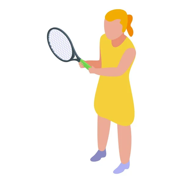 Ikone der Tennisspielerinnen, isometrischer Stil — Stockvektor