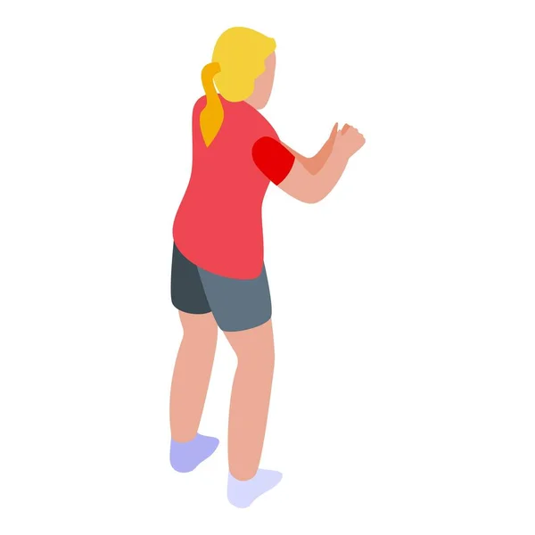 Dívka hrající volejbal ikona, izometrický styl — Stockový vektor