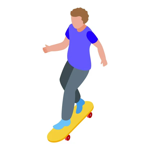 Kid Skateboarding Ikone, isometrischer Stil — Stockvektor