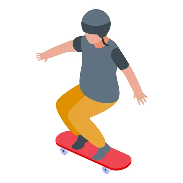 Icône de skateboard garçon protégé, style isométrique — Image vectorielle