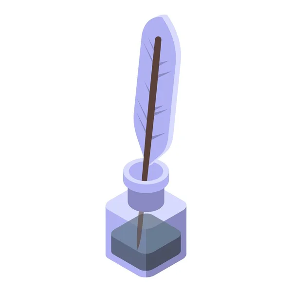 Pluma icono de la pluma, estilo isométrico — Vector de stock