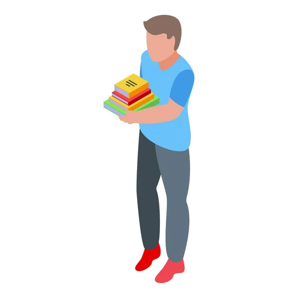 Boy with books icon, isometric style — Stock Vector