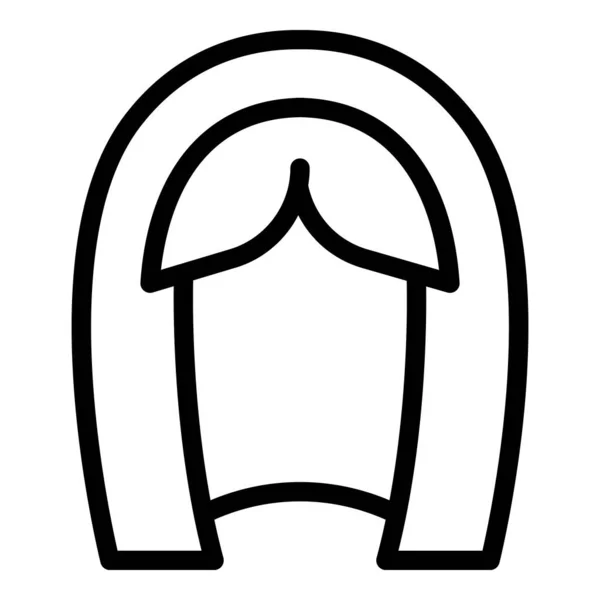 Icona lunga parrucca, stile contorno — Vettoriale Stock