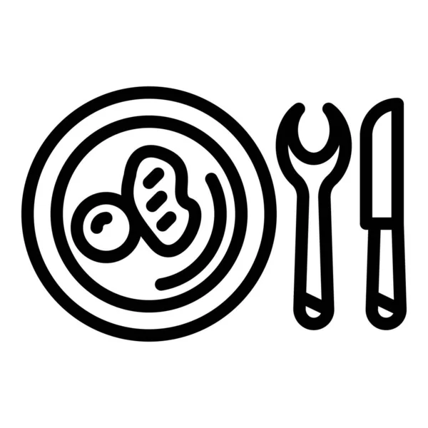 Icône du restaurant de l'avion, style contour — Image vectorielle