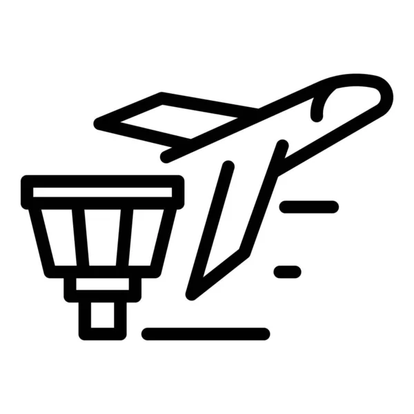 Flugzeug abfliegendes Symbol, Umrissstil — Stockvektor