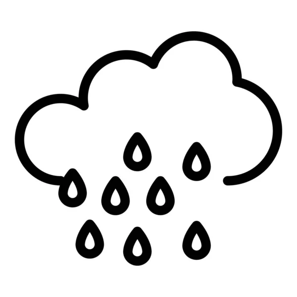 Regen druppels wolk pictogram, omtrek stijl — Stockvector