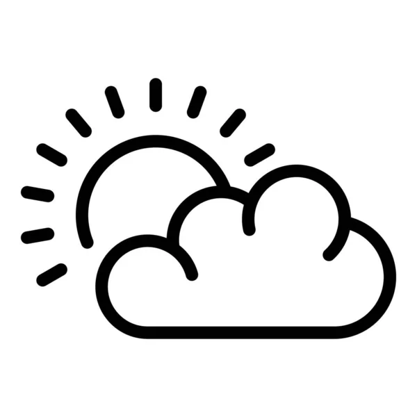 Sol detrás del icono de la nube, estilo de contorno — Vector de stock