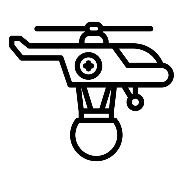 Icône hélicoptère de sauvetage pompier, style contour — Image vectorielle