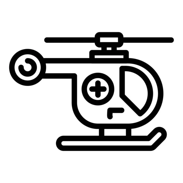 Noodreddingshelikopter icoon, contourstijl — Stockvector