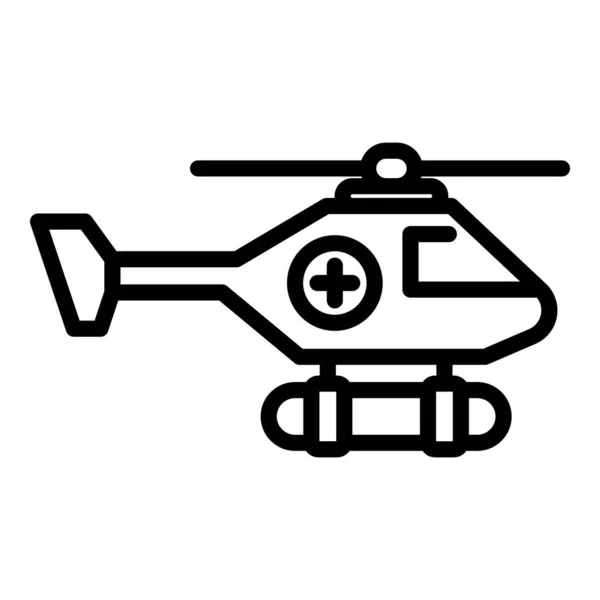 Kust redding helikopter icoon, omtrek stijl — Stockvector