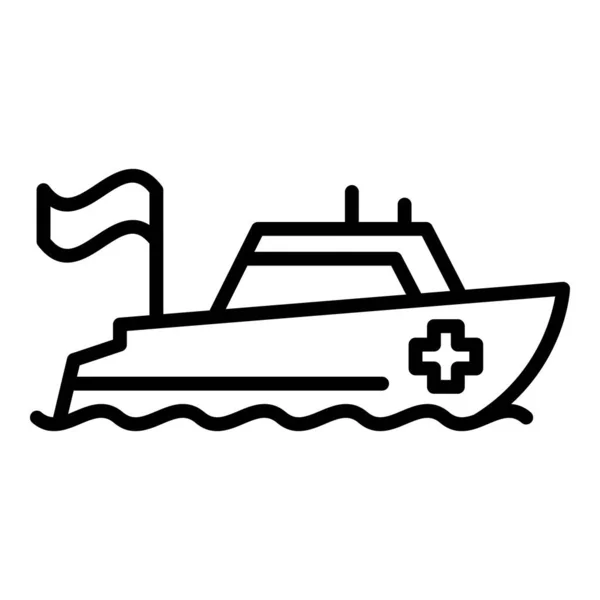 Ocean rescue boat icon, outline style — Stock Vector