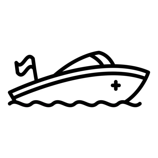 Speed rescue boat icon, outline style — Stock Vector