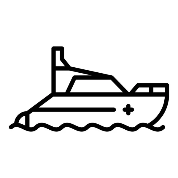 Піктограма моторного рятувального човна, стиль контуру — стоковий вектор