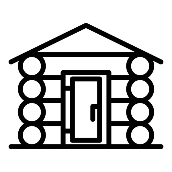 Byggare trä hus ikon, kontur stil — Stock vektor