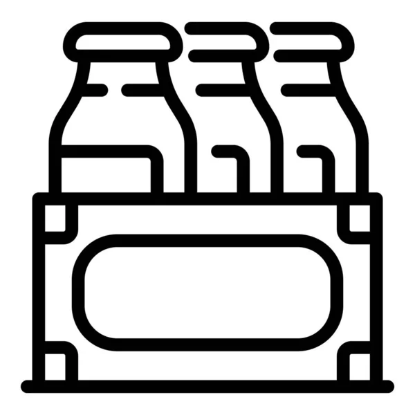 Toko ikon kotak susu, gaya garis besar - Stok Vektor