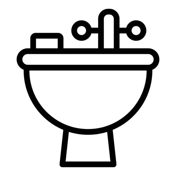 Toilette Handwäsche Symbol, Umriss Stil — Stockvektor