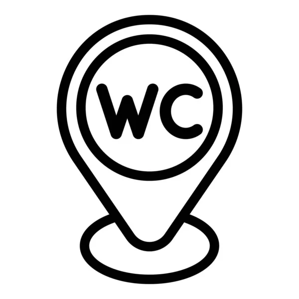 Wc gps pin icoon, omtrek stijl — Stockvector