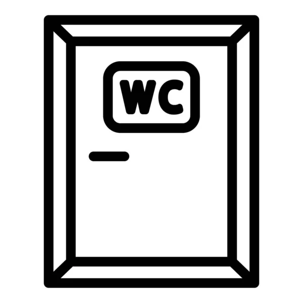 Wc icono de la puerta de madera, estilo de contorno — Archivo Imágenes Vectoriales