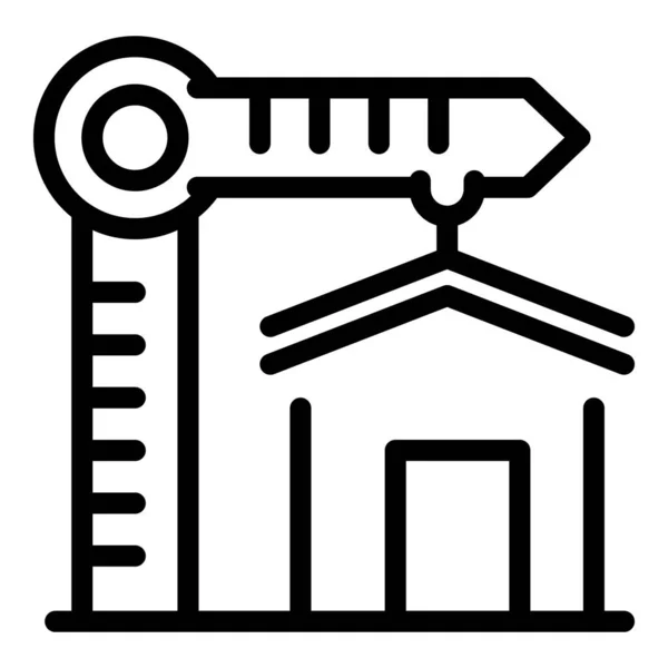 Значок строительного крана, стиль очертаний — стоковый вектор