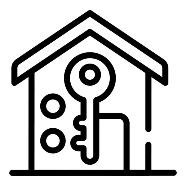 Huis beveiligd slot pictogram, omtrek stijl — Stockvector