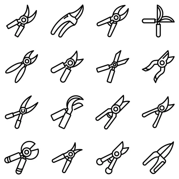 Secateurs icons set, outline style — Stock Vector