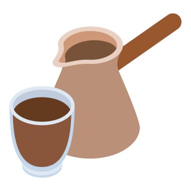 Turkish coffee icon, isometric style clipart