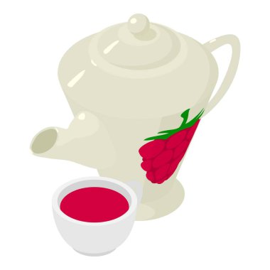 Ahududu çayı ikonu, izometrik stil