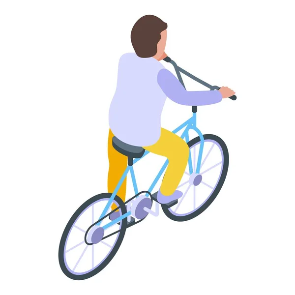 Activo niño ciclismo icono, estilo isométrico — Vector de stock