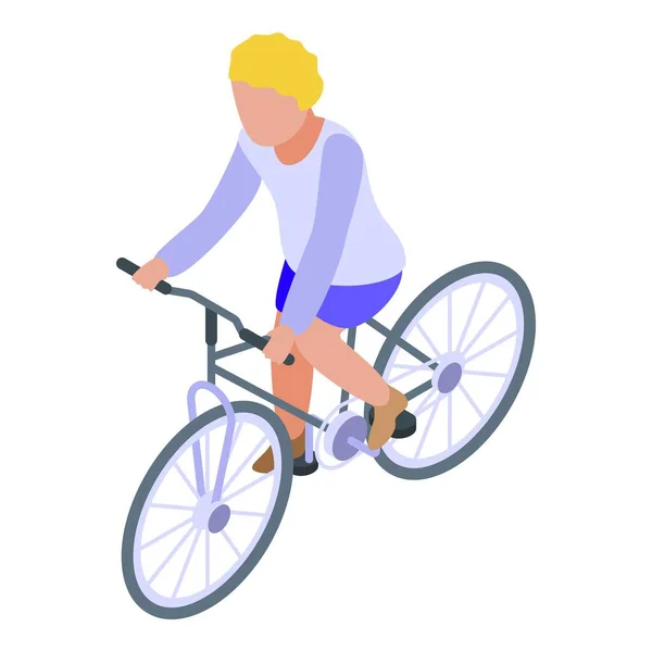Икона велосипедного спорта для блондинки, изометрический стиль — стоковый вектор