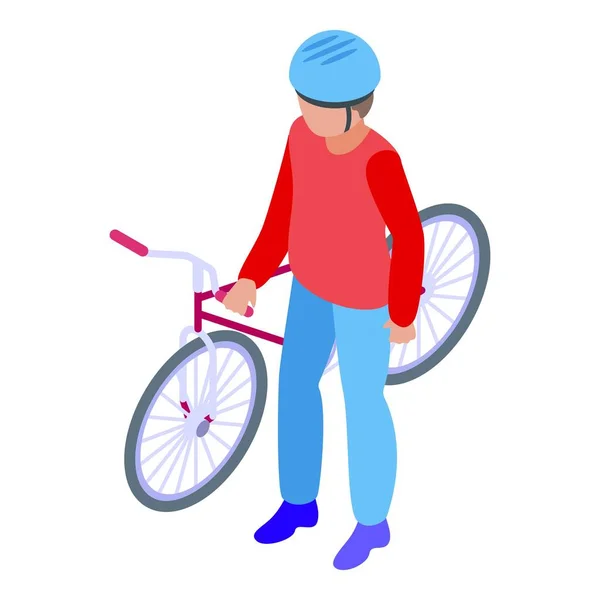 Parque niño ciclismo icono, estilo isométrico — Vector de stock