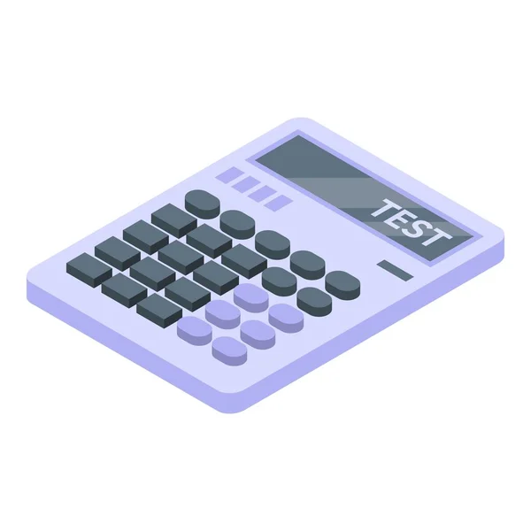 Icono de la calculadora de prueba, estilo isométrico — Vector de stock