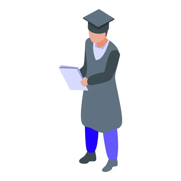 Icono de estudiante graduado, estilo isométrico — Vector de stock