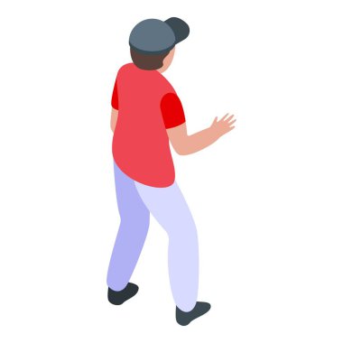 Erkek şapkası kriket ikonunu oynuyor, izometrik stil