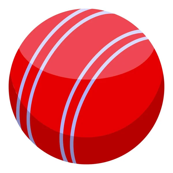 Icône de balle rouge de cricket, style isométrique — Image vectorielle