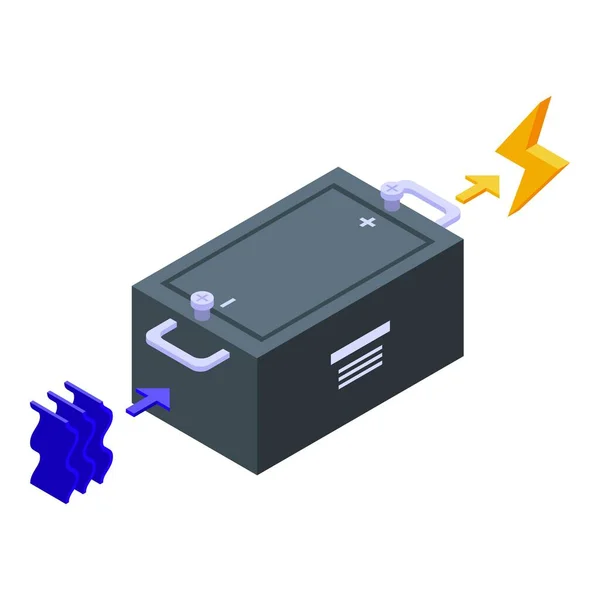 Hydro power battery icon, isometric style — Stock Vector