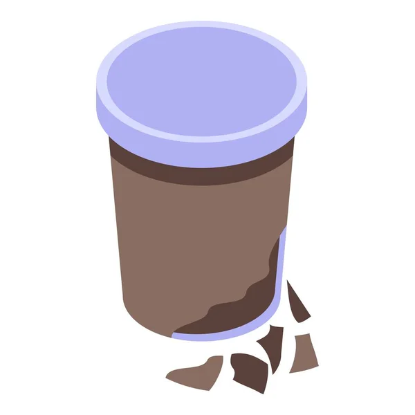 Icono de vidrio de café biodegradable, estilo isométrico — Vector de stock