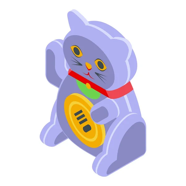 Suerte gato juguete icono, estilo isométrico — Vector de stock