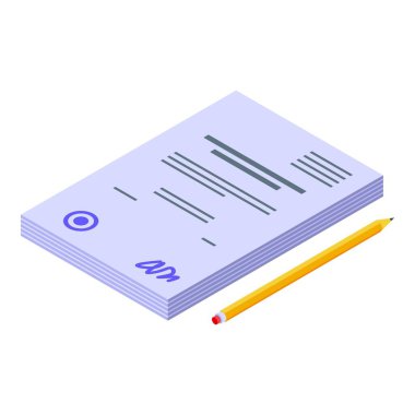 Degree thesis icon, isometric style clipart