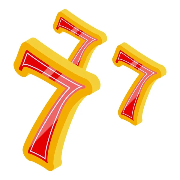 Hazard szczęśliwy siedem ikona, izometryczny styl — Wektor stockowy