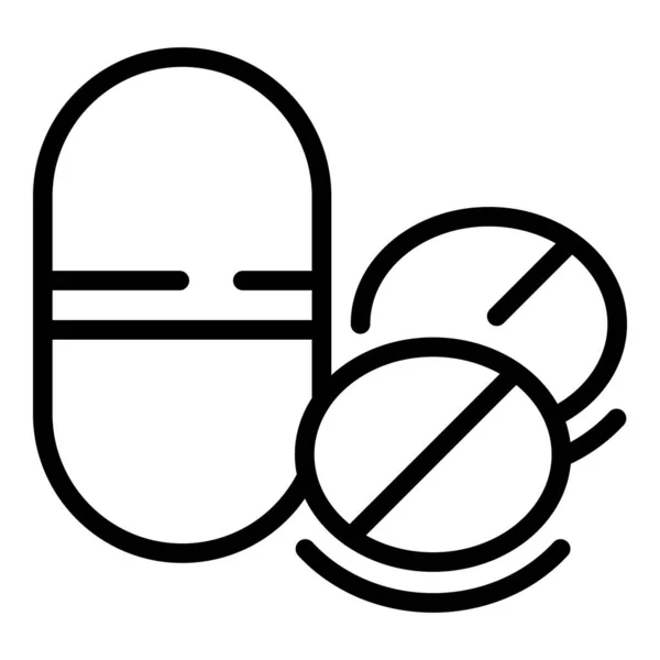 Allergy pills icon, outline style — Stock Vector